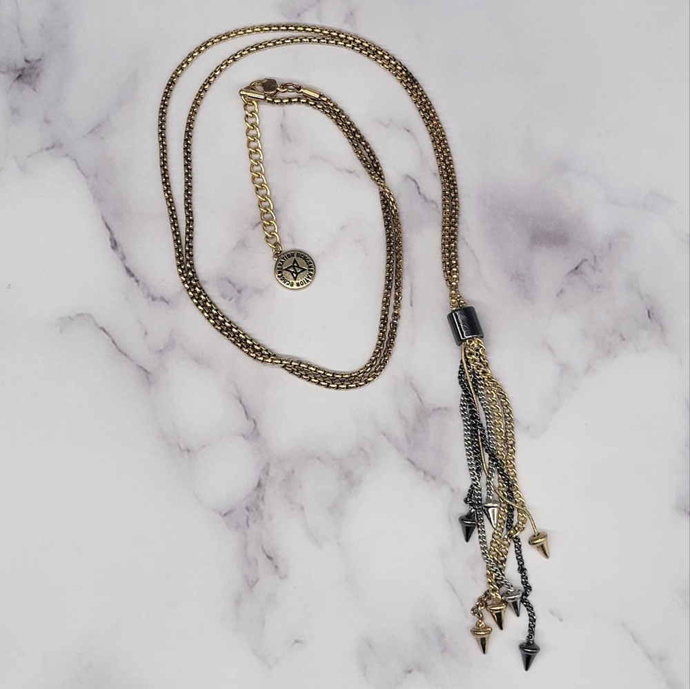 BCBGeneration Mixed Metal Tassel Necklace